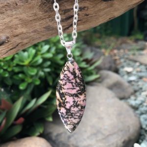 rhodonite oval gemstone pendant