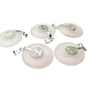 rose quartz donut gemstone pendant