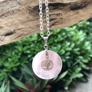 rose quartz donut gemstone pendant
