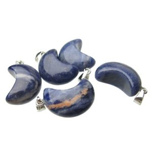 sodalite gemstone moon pendant