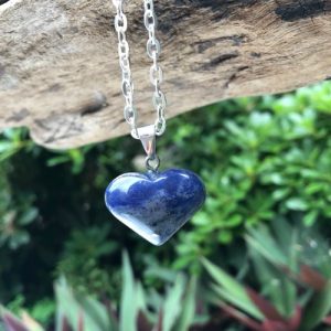 sodalite squat heart gemstone pendant
