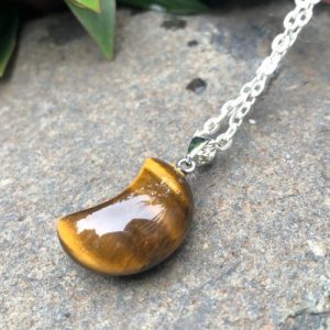 tiger eye gemstone moon pendant