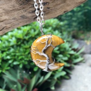 tiger eye moon pendant