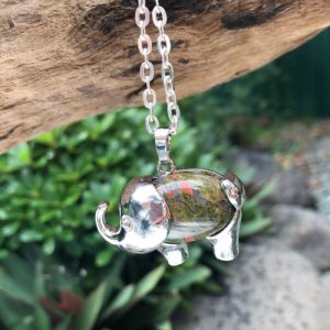 unakite elephant gemstone pendant
