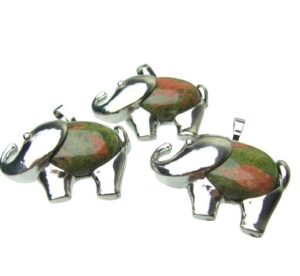 unakite elephant gemstone pendant