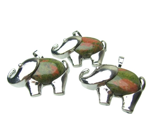 unakite elephant gemstone pendant