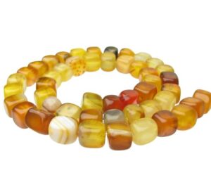 yellow cube agate gemstone beads