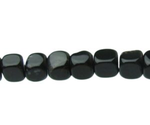 black agate rounded cube gemstone beads
