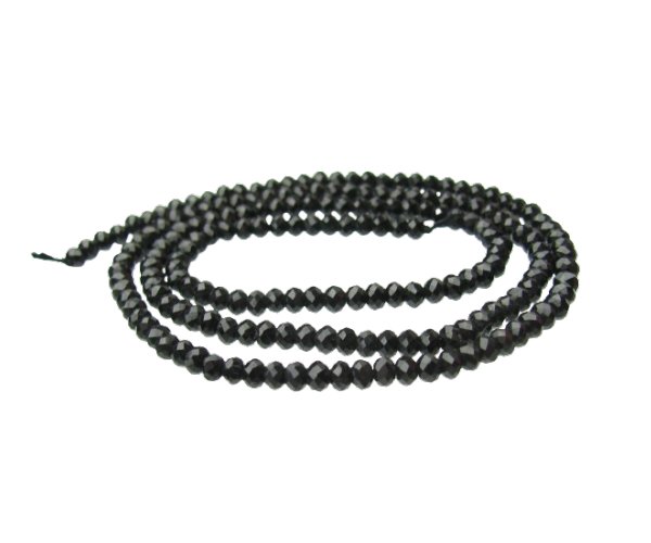 black tourmaline faceted tiny rondelle gemstone beads