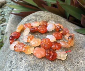 carnelian carved flower gemstone beads