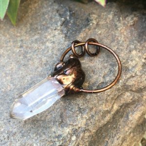 clear quartz pendant with copper