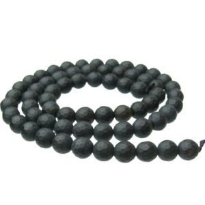 matte black onyx faceted 6mm round beads