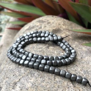 matte hematite cube gemstone beads