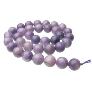 purple lepidolite 10mm round gemstone beads