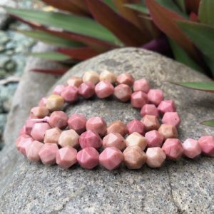 rhodonite faceted nugget gemstone beads 6mm