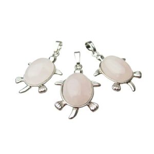 rose quartz turtle pendant