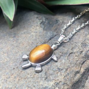 tiger eye turtle pendant