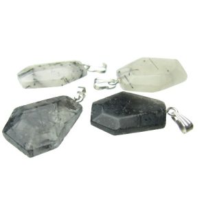 tourmalinated quartz gemstone pendant