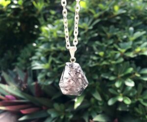 tourmalinated quartz gemstone pendant