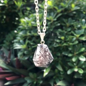 tourmalinated quartz gemstone pendant