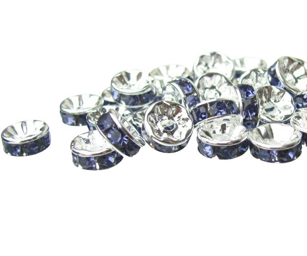 purple diamante rhinestone rondelle spacer beads