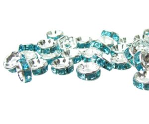 aqua blue diamante spacer rondelle beads