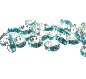 aqua blue diamante spacer rondelle beads