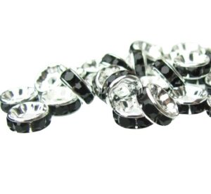 black diamante spacer beads 8mm