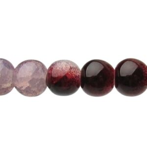 Burgundy & White Milky Crackle Glass Beads – 8mm [strand]