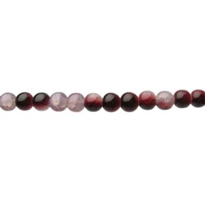 Burgundy & White Milky Crackle Glass Beads – 8mm [strand]