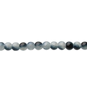 Dark Blue & Blue Milky Crackle Glass Beads – 8mm [strand]
