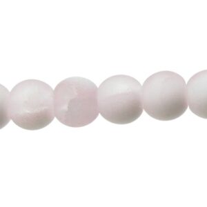 Frosted Light Pink & White Crackle Glass Beads – 8mm [strand]