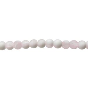 Frosted Light Pink & White Crackle Glass Beads – 8mm [strand]