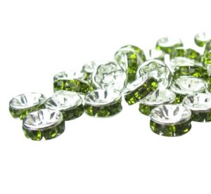 lime green diamante rhinestone rondelle beads