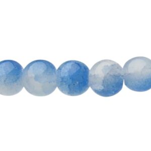 Sapphire Blue & White Milky Crackle Glass Beads – 8mm [strand]