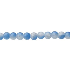Sapphire Blue & White Milky Crackle Glass Beads – 8mm [strand]