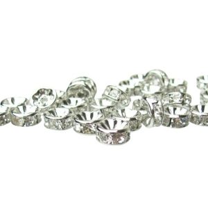 nickel silver diamante rondelle spacer beads