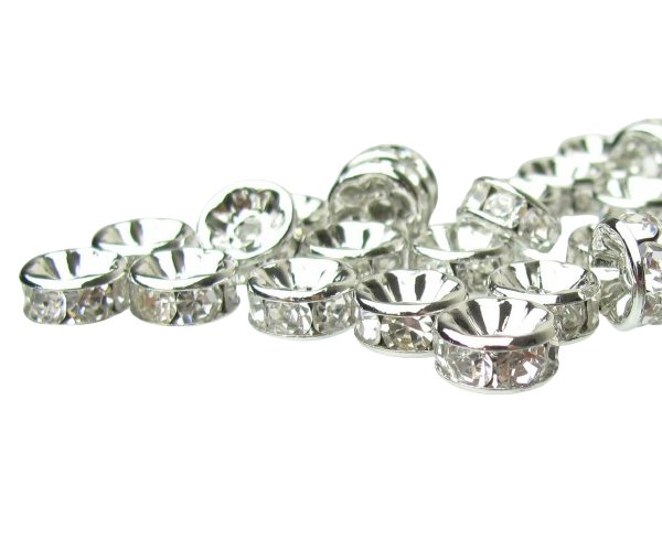 nickel silver diamante rondelle spacer beads