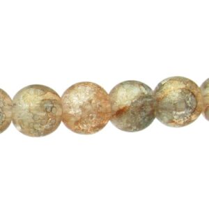 orannge and olive gold shimmer glass round beads