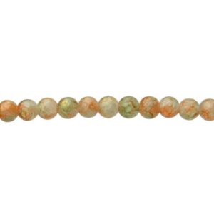Shimmer Orange & Gold Crackle Glass Round Beads – 8mm [strand]