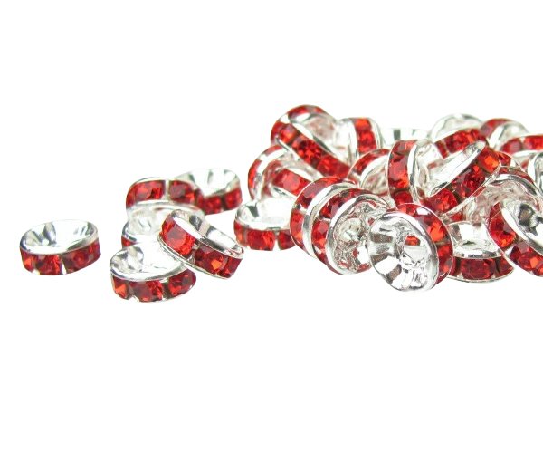 red rhinestone rondelle spacer beads