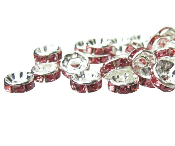 rose pink diamanate spacer beads