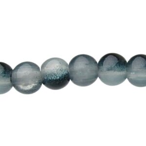 teal white crackle glass beads 6mm