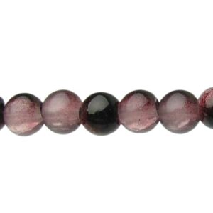 Burgundy & White Milky Crackle Glass Beads – 6mm [strand]