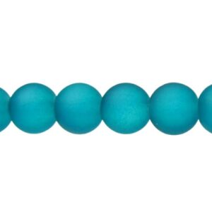 Frosted Teal Glass Round Beads – 8mm [strand]