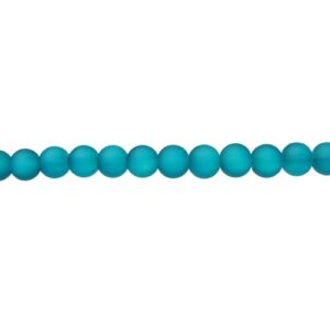Frosted Teal Glass Round Beads – 8mm [strand]