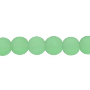 Frosted Light Green Glass Round Beads 6mm [strand]