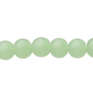 Opaque Light Green Glass Round Beads – 6mm [strand]