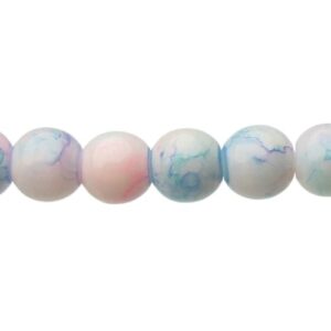 light pink and blue glass round marble beads australia