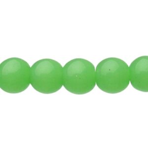 Opaque Lime Green Glass Round Beads - 6mm [strand]